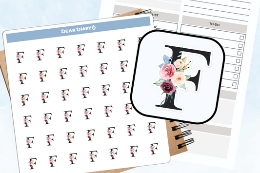 Planner stickers Alphabet F - AFPS01