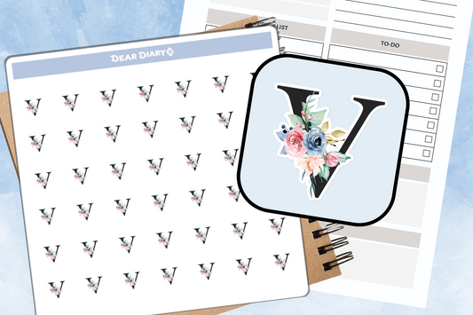 Planner stickers Alphabet V - AVPS01