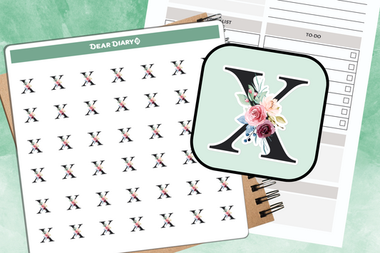 Planner stickers Alphabet X - AXPS01