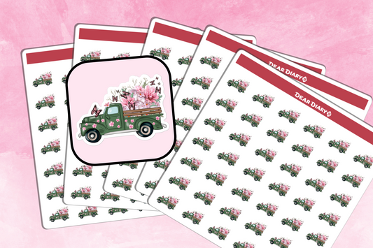 84+ planner stickers pack of Truck Floral - FBPA01