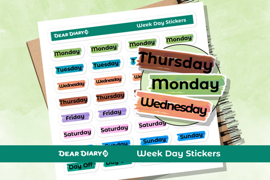 Colorful week day planner stickers sheet - WDSH01