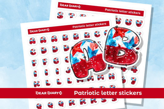 Patriotic Alphabet Letter Numbers Stickers sheet pack - PLSH01