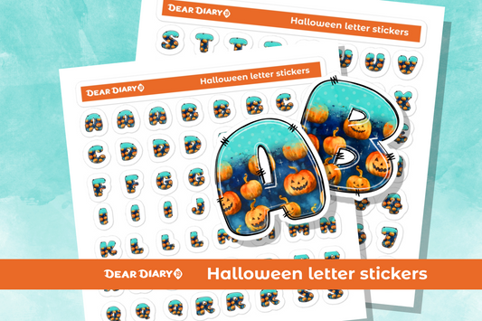 Halloween Alphabet Letter Numbers Stickers sheet pack - HLSH01