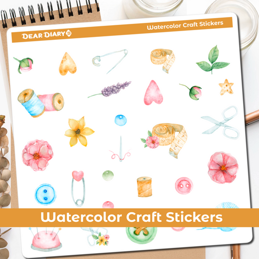 Watercolor craft journal stickers sheet WCPS02
