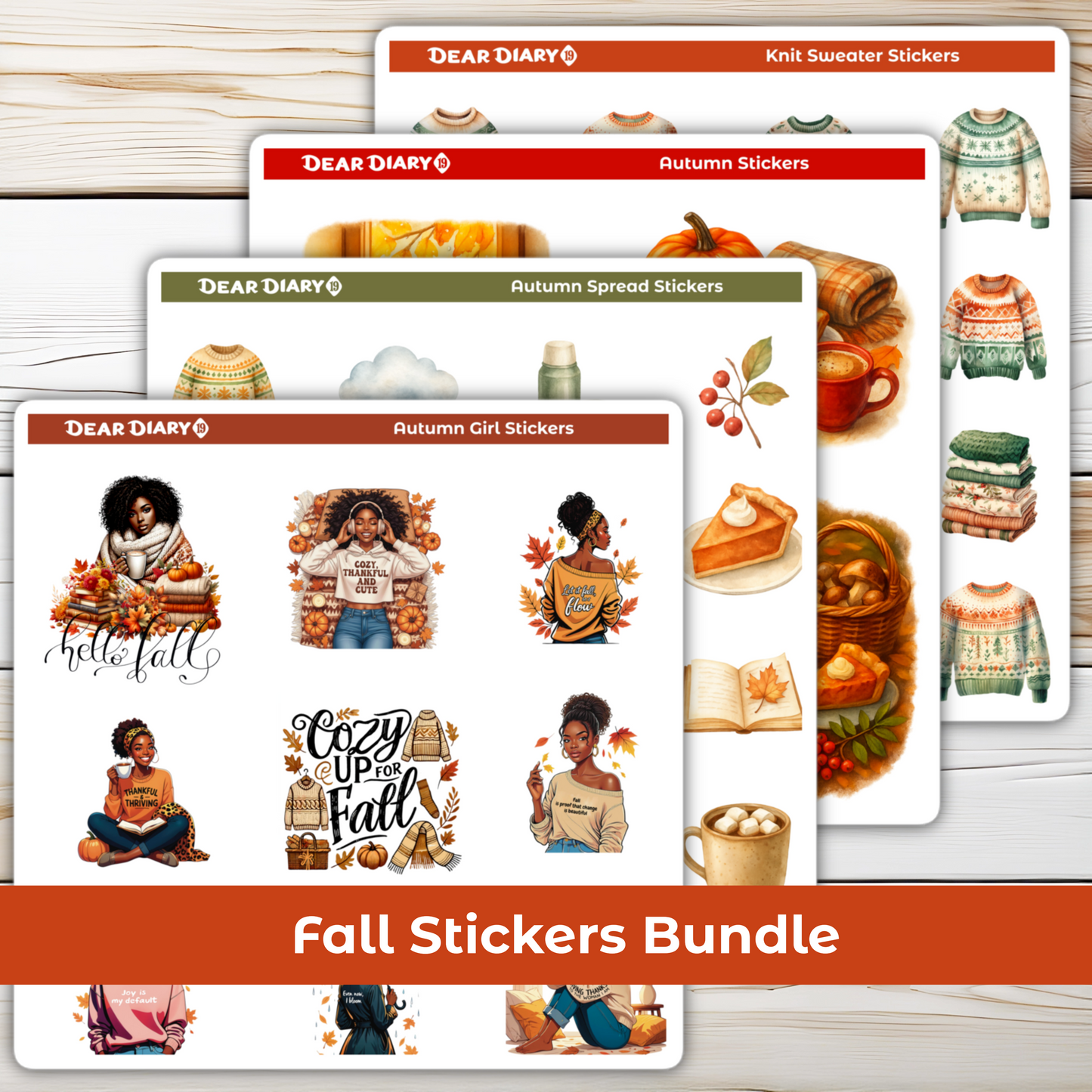 Fall autumn girl spread stickers sheet bundle CSSB02