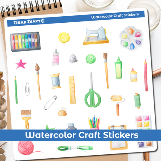 Watercolor craft journal stickers sheet WCPS01