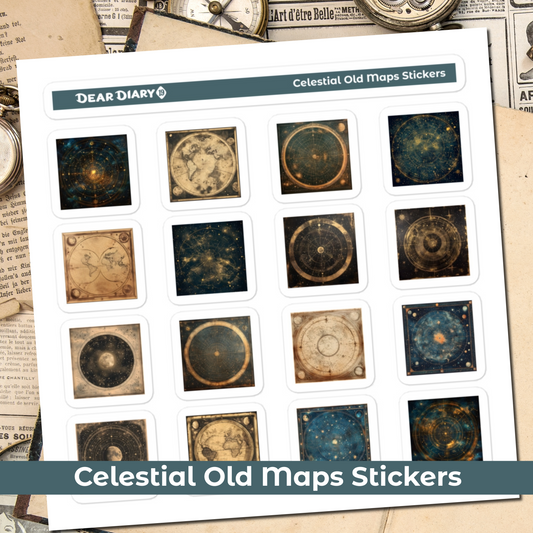 Celestial old maps journal stickers sheet CMSM01