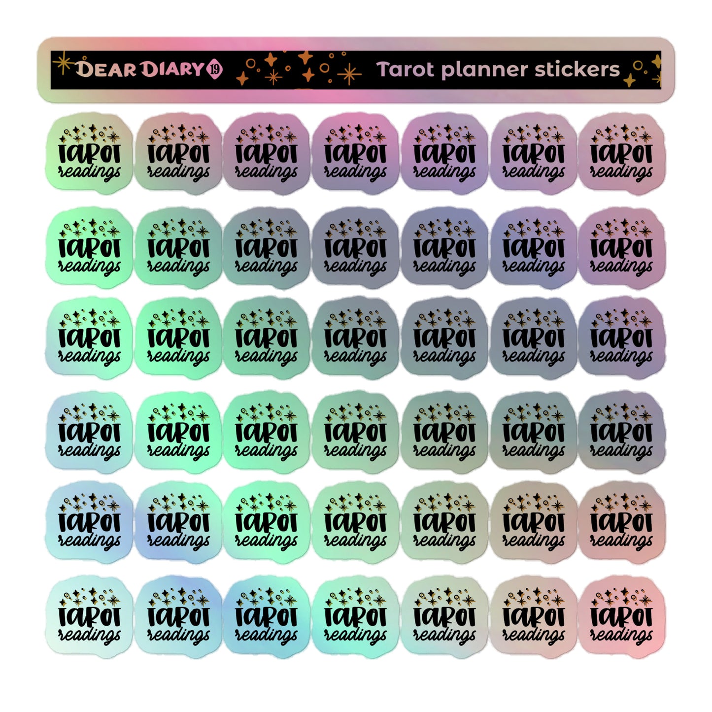 Tarot planner stickers sheet Holographic - HTSH01