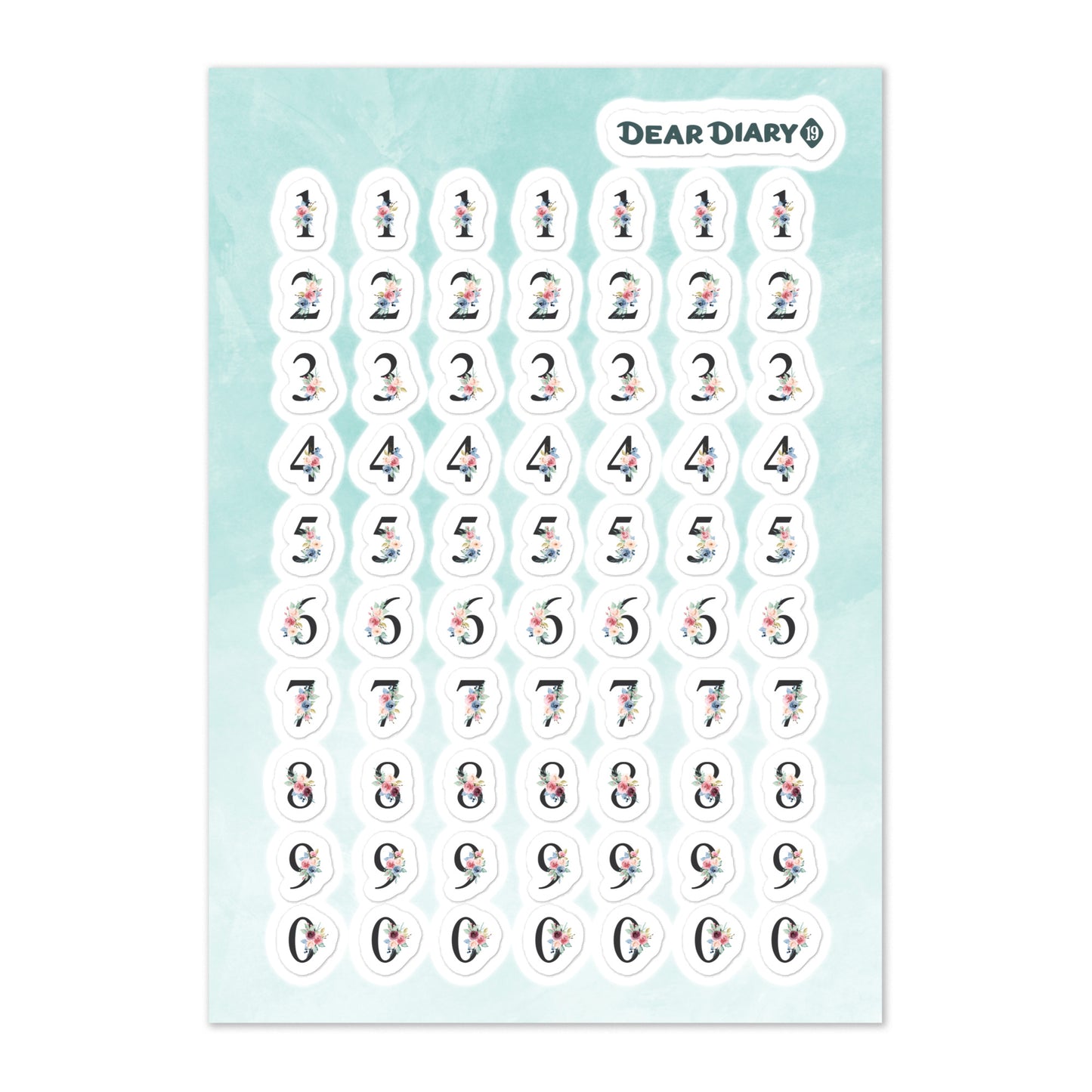 70 Planner stickers sheet Numbers 0-9 NPSH01