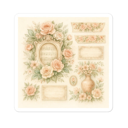 Vintage boudoir journal sticker WB1P01