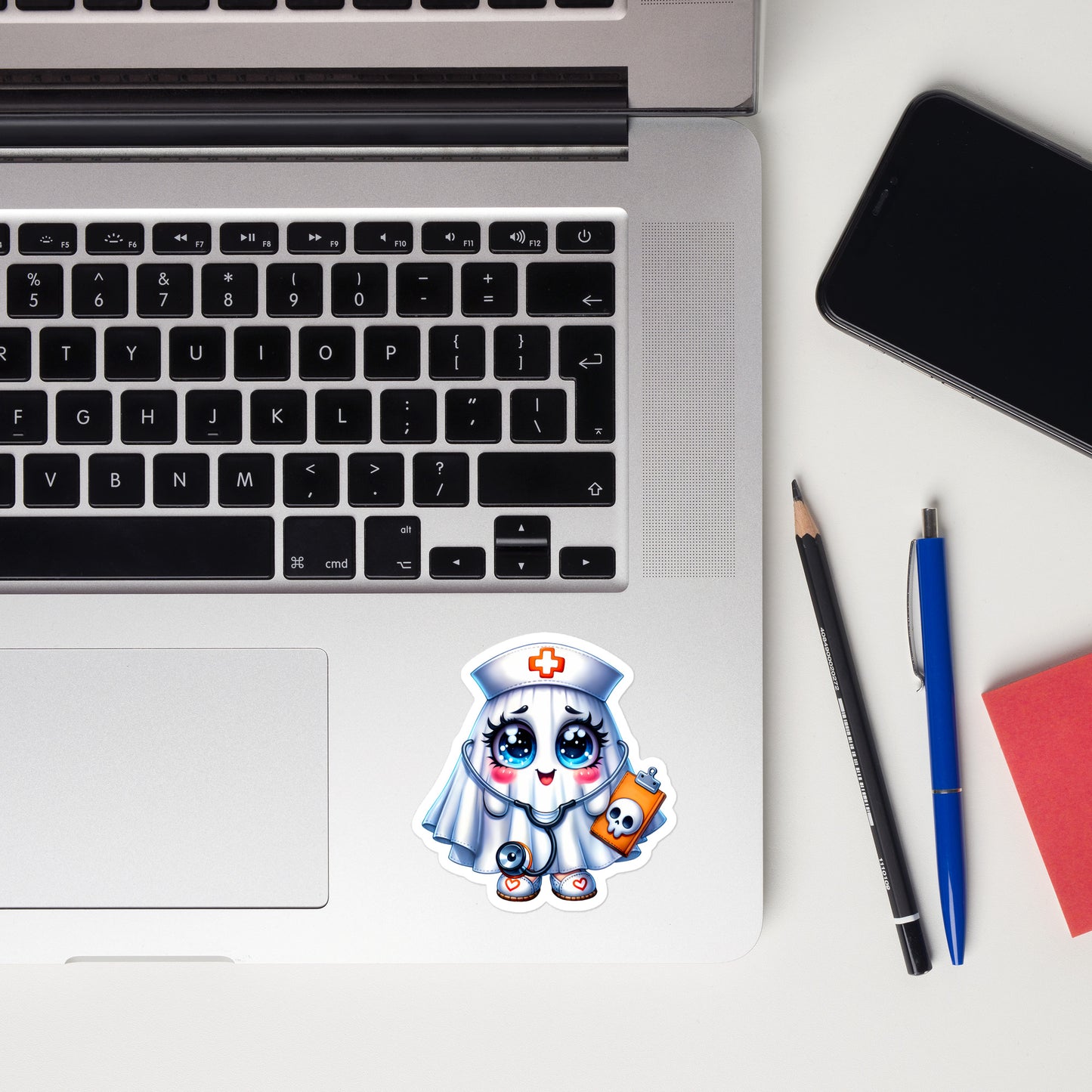 Cute ghost nurse Halloween sticker GHNR03