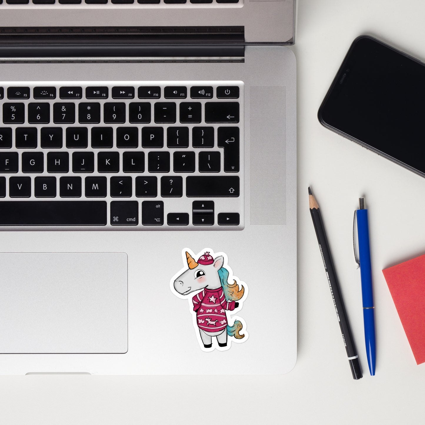 Unicorn in ugly sweater winter sticker UGSC03