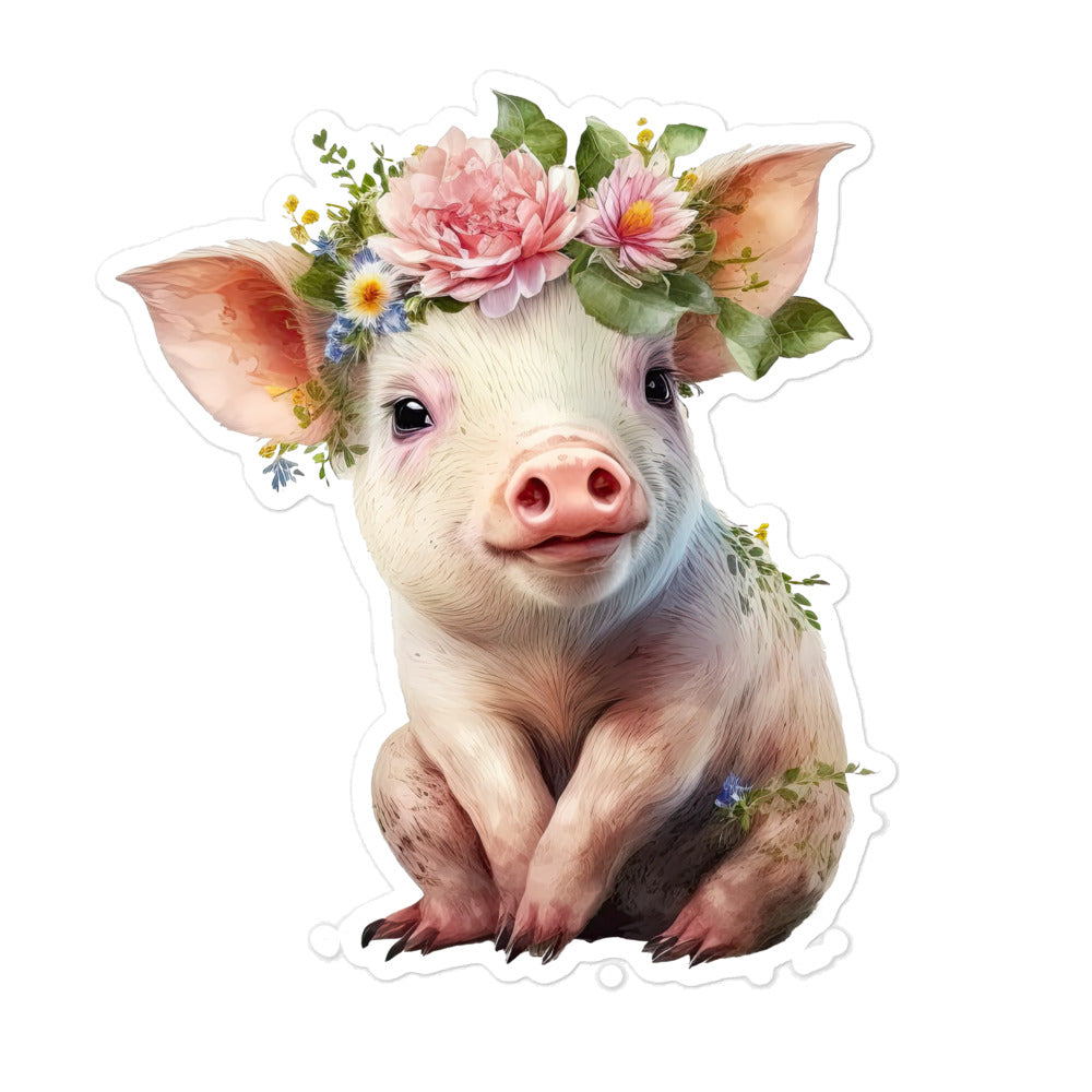 Floral Baby Pig sticker - FP1P01