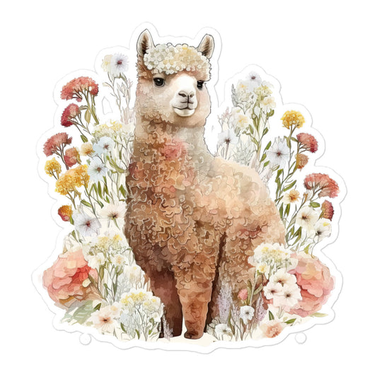 Floral Baby Llama Alpaca sticker - FL1P02