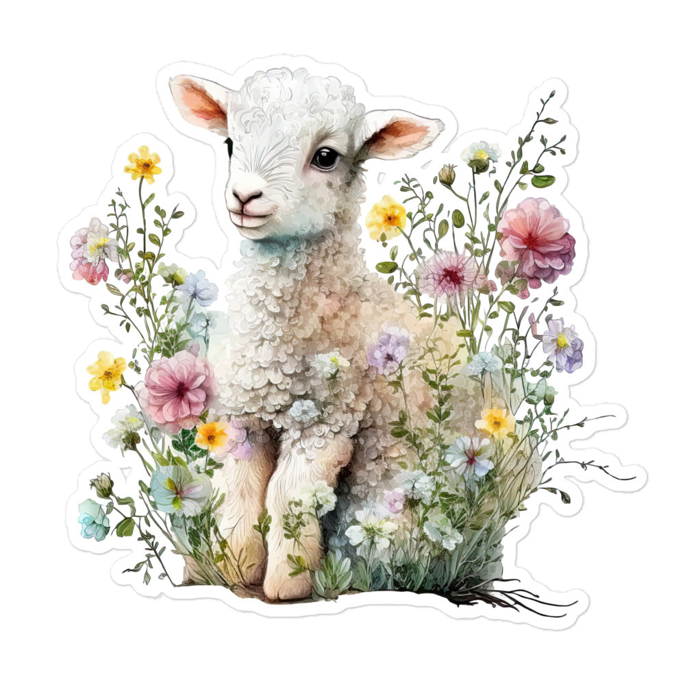 Floral Baby Lamb sticker - FM1P01