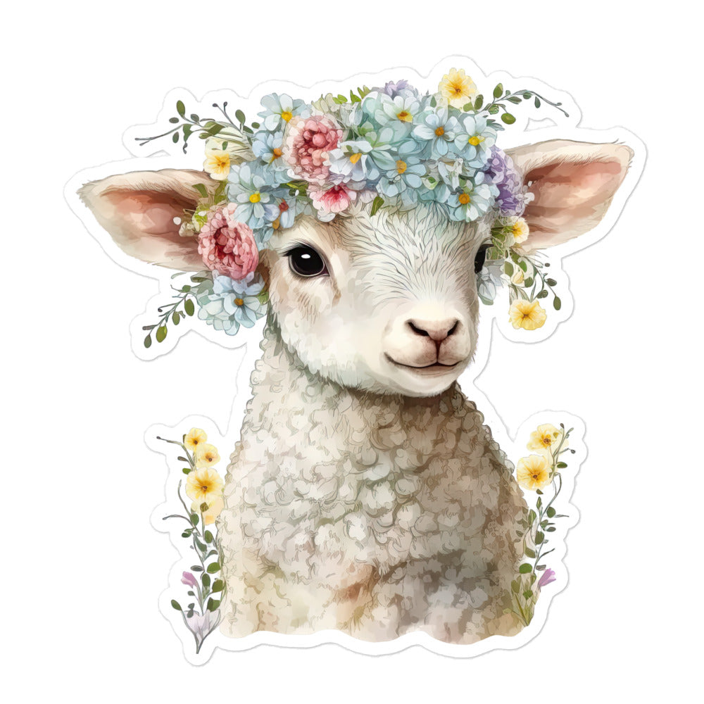 Floral Baby Lamb sticker - FM1P03