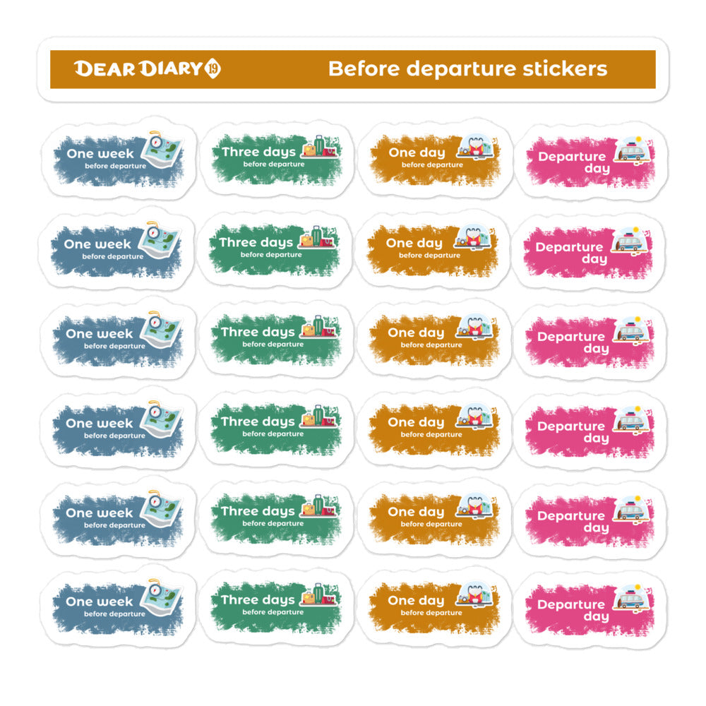 To do before departure checklist planner stickers sheet - TDBC01