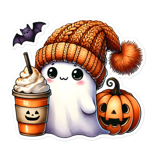 Cute ghost pumpkin sticker CUGP01