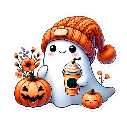 Cute ghost pumpkin sticker CUGP03
