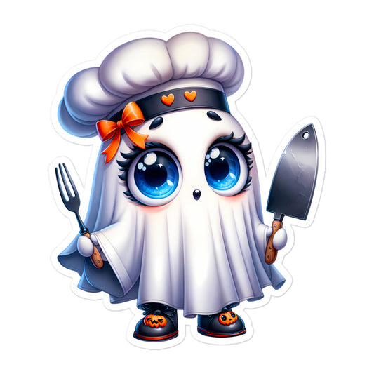 Cute ghost chef Halloween stickers GCFH01