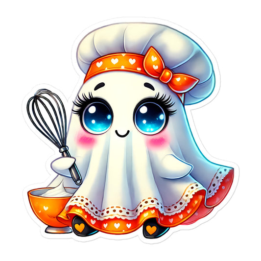 Cute ghost chef Halloween stickers GCFH02