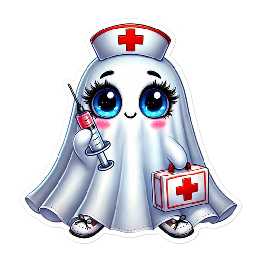 Cute ghost nurse Halloween stickers GHNR01