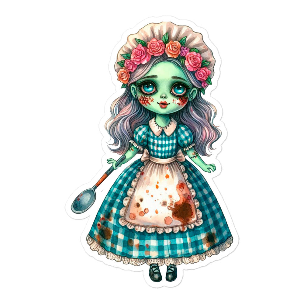 Zombie doll Halloween sticker ZMDL02
