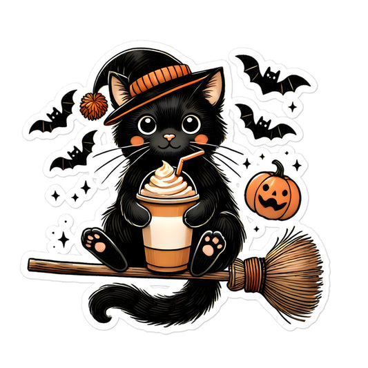 Black cat Halloween sticker BLCT02