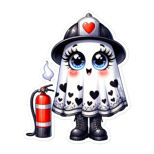 Ghost fireman Halloween sticker GFHS02