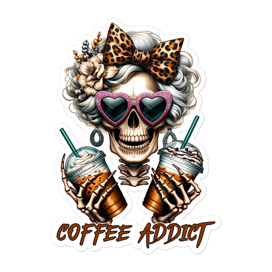 Coffee addict care skull sticker ARSK05