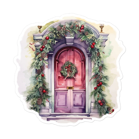Christmas door porch aesthetic sticker CD1P01