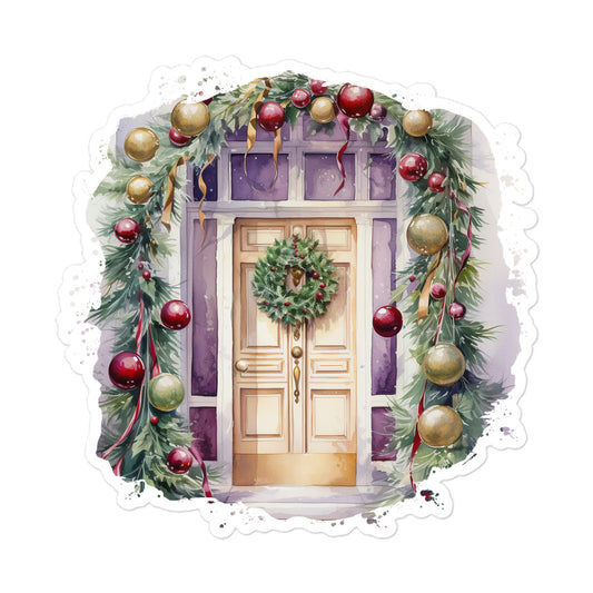 Christmas door porch aesthetic sticker CD1P02