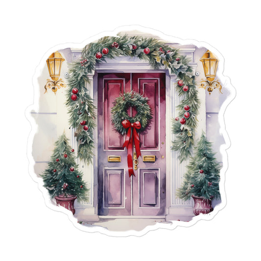 Christmas door porch aesthetic sticker CD1P03