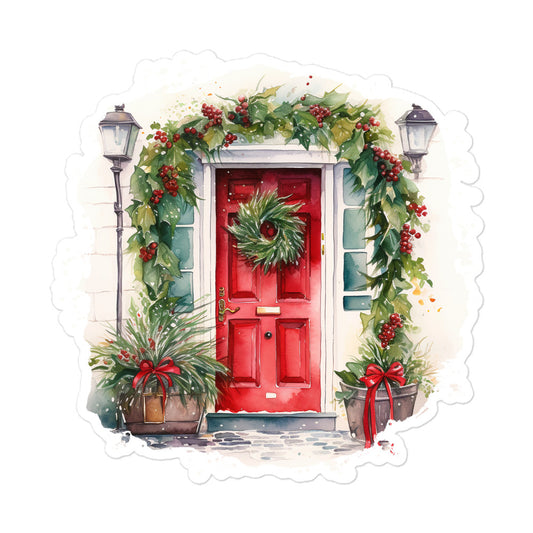 Christmas door porch aesthetic sticker CD1P06