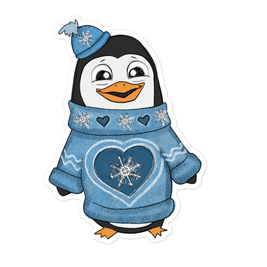 Pinguin in ugly sweater winter sticker UGSC01