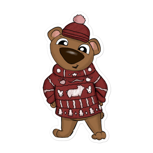 Bear in ugly sweater winter sticker UGSC02