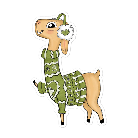 Llama in ugly sweater winter sticker UGSC04