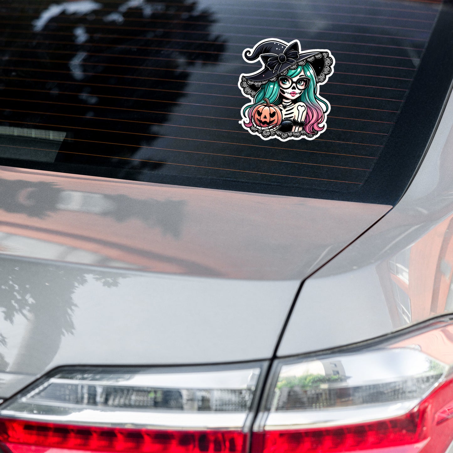 Witch skeleton Halloween sticker HWSK01