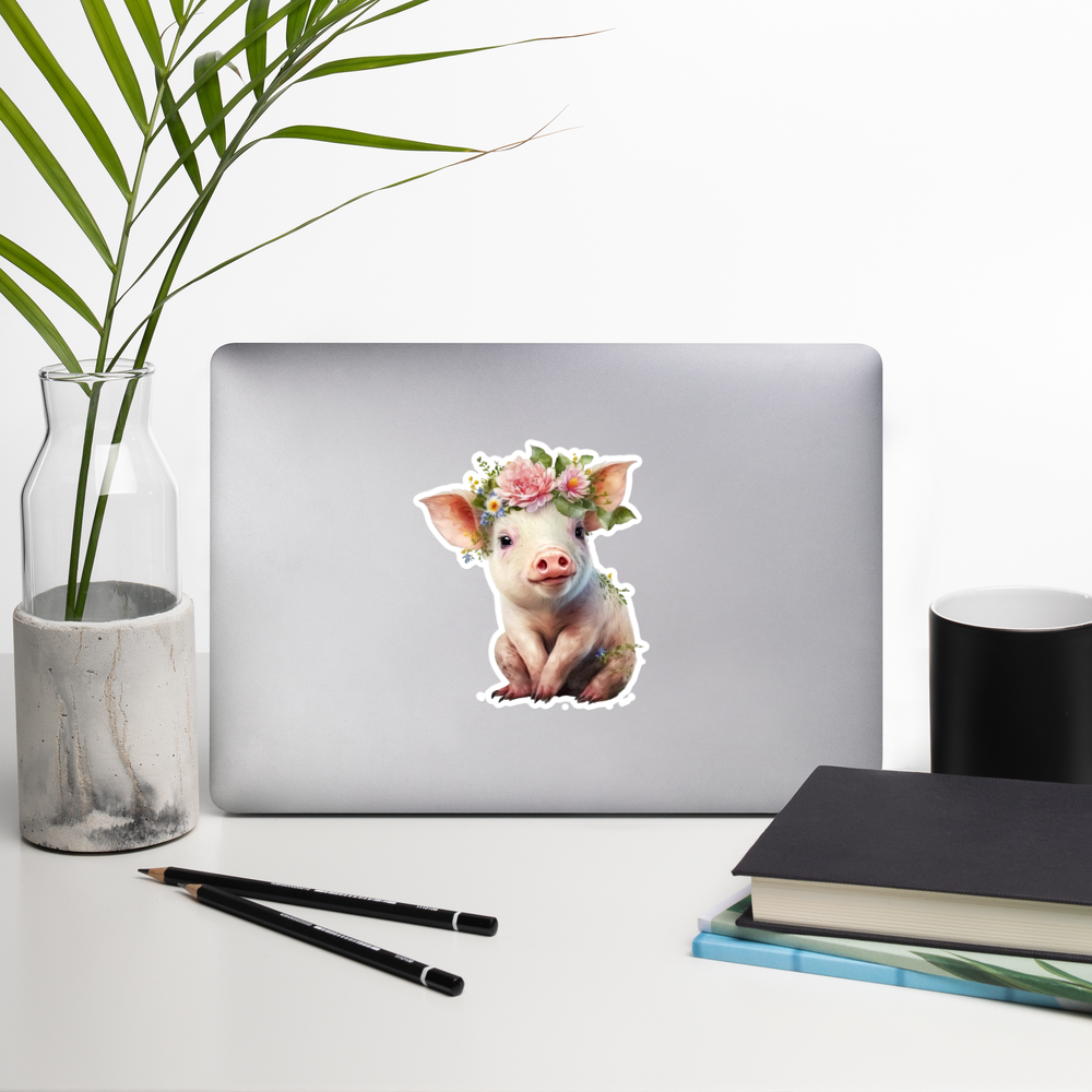 Floral Baby Pig sticker - FP1P01