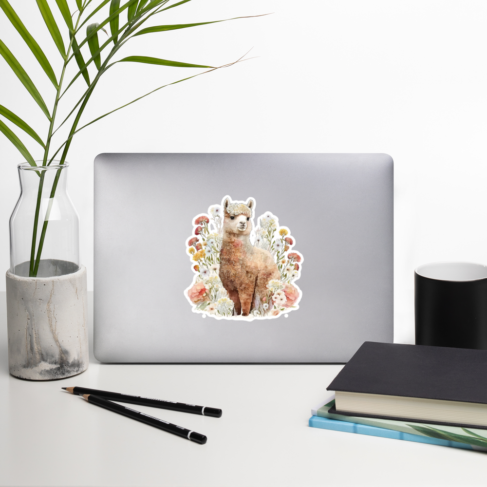 Floral Baby Llama Alpaca sticker - FL1P02