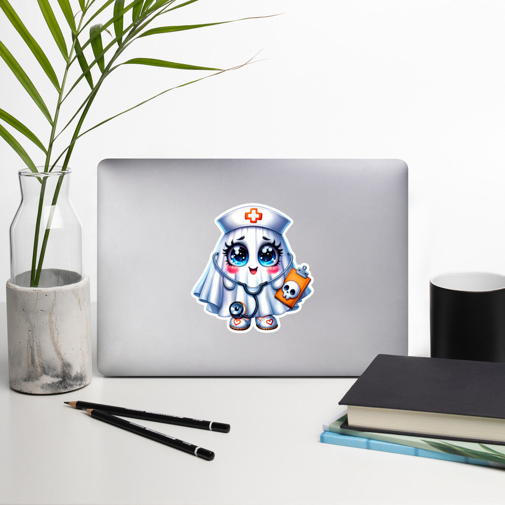 Cute ghost nurse Halloween sticker GHNR03