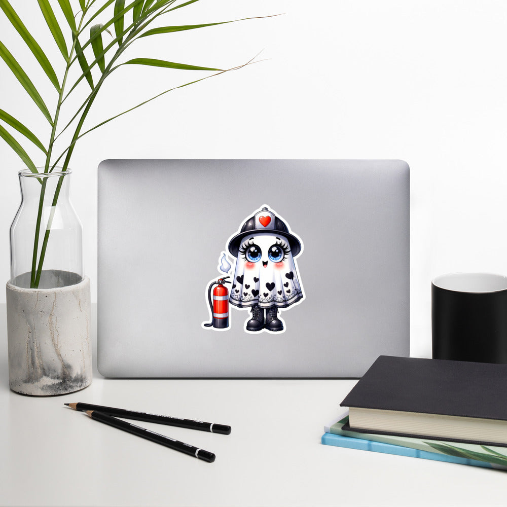 Ghost fireman Halloween sticker GFHS02