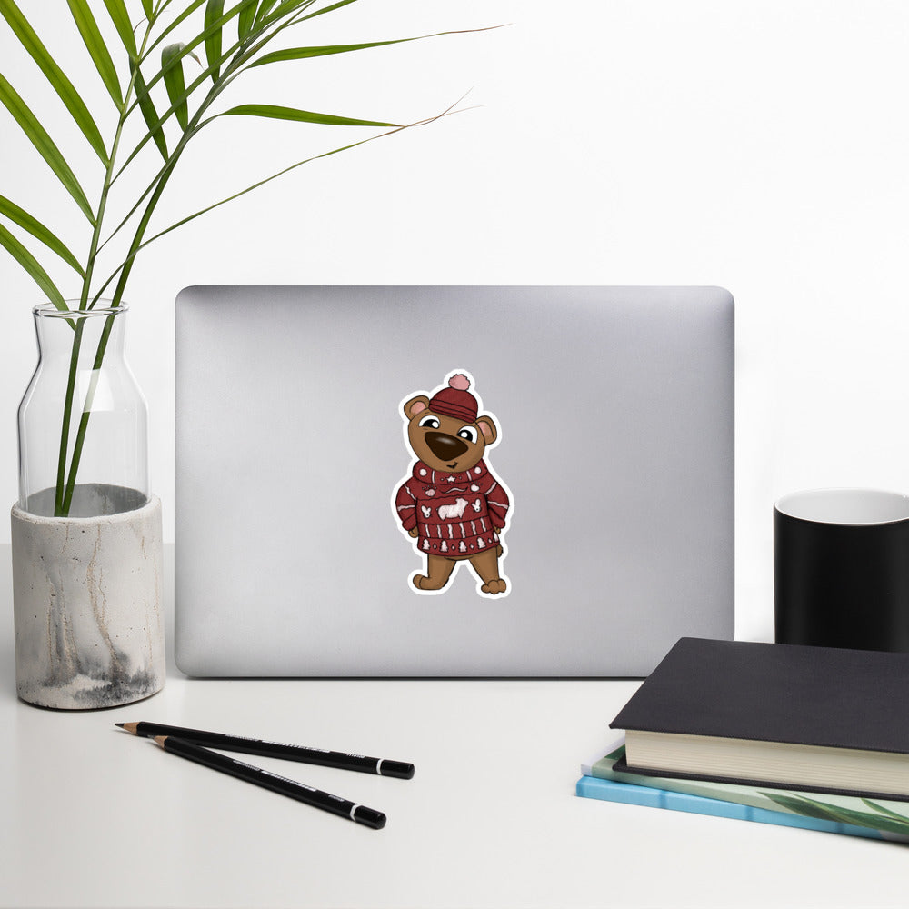 Bear in ugly sweater winter sticker UGSC02