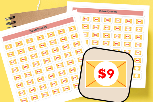 100 envelopes savings challenge stickers sheet 5.5'' x 5.5'' - S100EG03