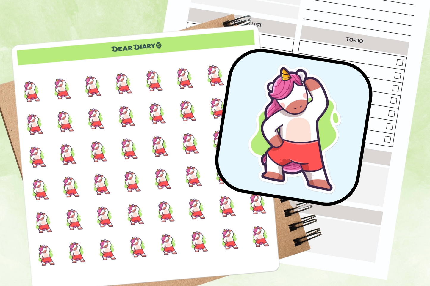 48 Workout Unicorn planner stickers sheet - WUSH01