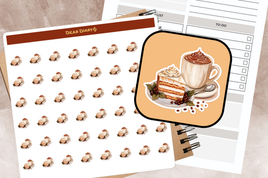 48 Coffee and Cake planner stickers sheet - WCCSH02