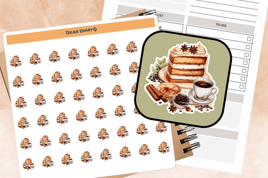 48 Coffee and Cake planner stickers sheet - WCCSH01