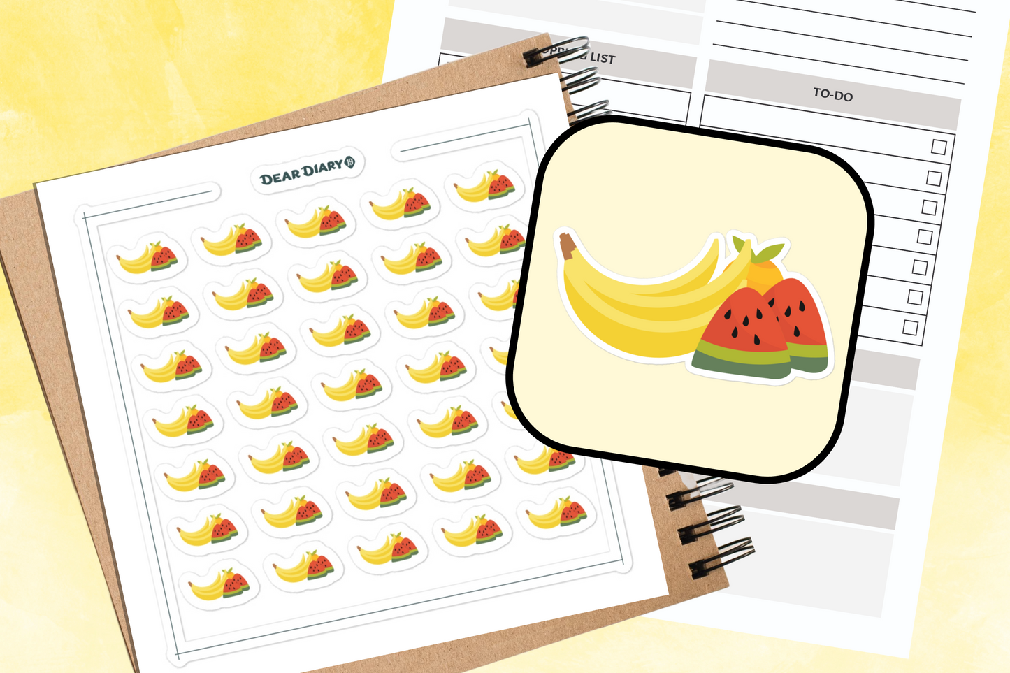 70+ stickers pack of Morning Routine planner stickers sheet Fruits - PAFF01