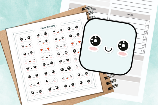 32 Kawaii Faces planner stickers sheet - KFSH01