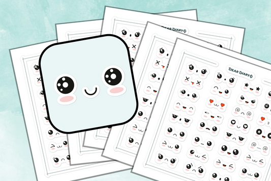 64+ stickers pack of Kawaii Faces planner stickers - PACKKF01